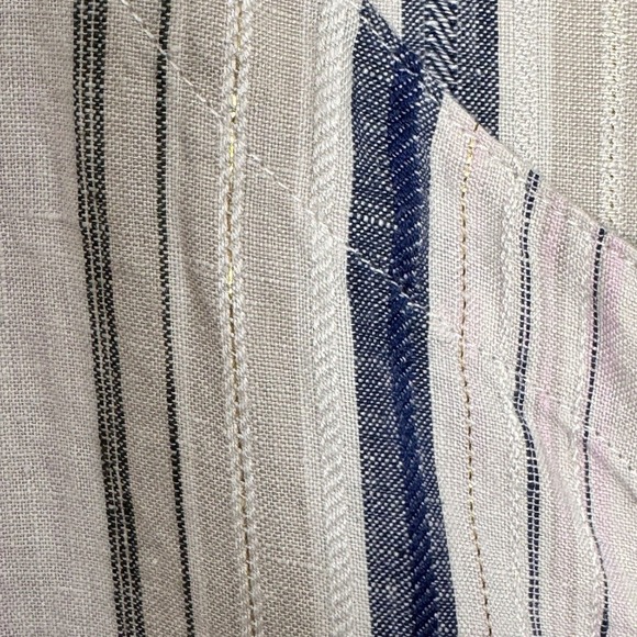 Tommy Bahama Linen Metallic Striped Lace Up Top Tunic Size Large - Picture 8 of 8